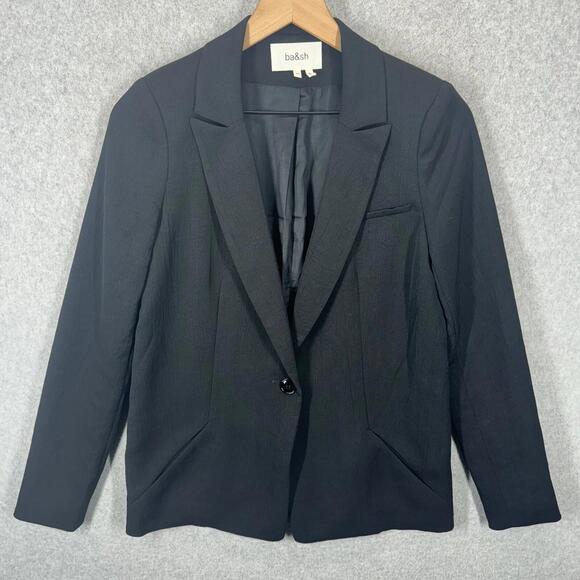 ba&sh Jackets & Blazers - ba & sh Bash Womens XS Black Blazer Textured One Button Fits Larger EUC